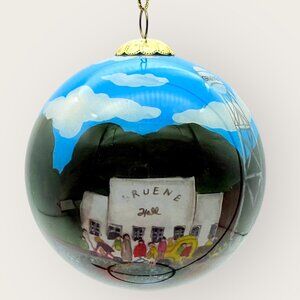 Handcrafted Gruene Texas Landscape Ornament Gold Trim Decorative Red Storage Box